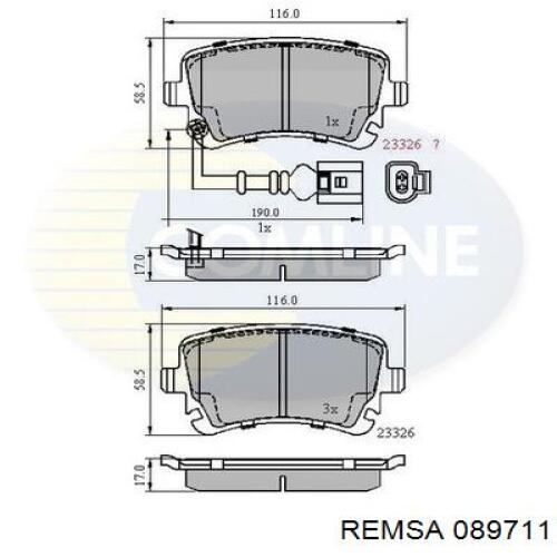 Задние дисковые колодки Remsa 089711