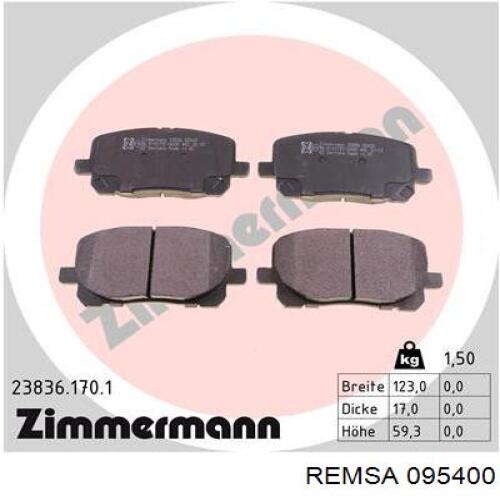 Передние тормозные колодки 095400 Remsa