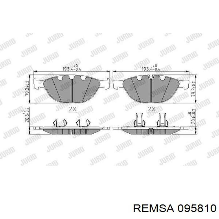 Передние тормозные колодки 095810 Remsa