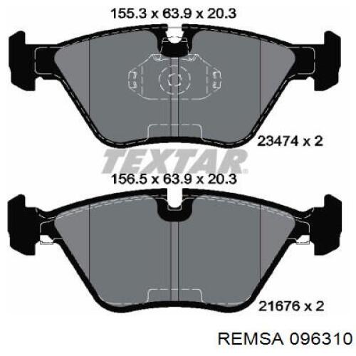 Pastillas de freno delanteras 096310 Remsa
