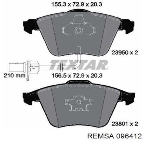 Передние тормозные колодки 096412 Remsa
