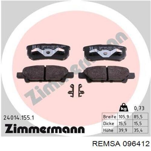 Колодки Remsa 096412 цена, от 40.55 USD