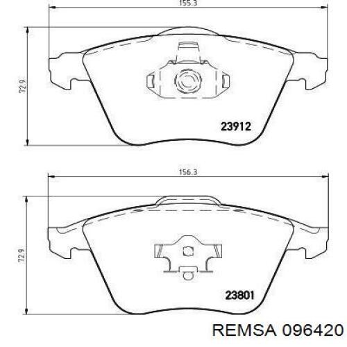 Передние тормозные колодки 096420 Remsa