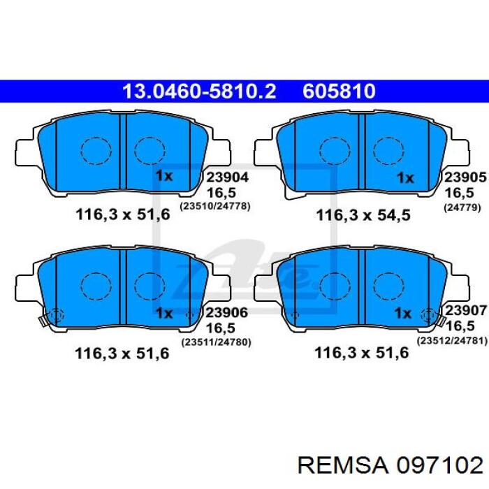 Купить 097102 Remsa Колодки тормозные
