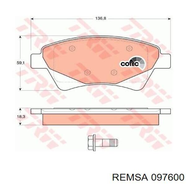 Передние тормозные колодки 097600 Remsa