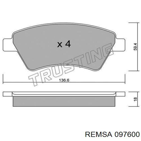 Купить 097600 Remsa Колодки тормозные