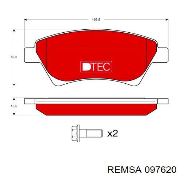 Передние тормозные колодки 097620 Remsa