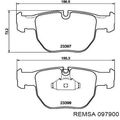 Передние тормозные колодки 097900 Remsa