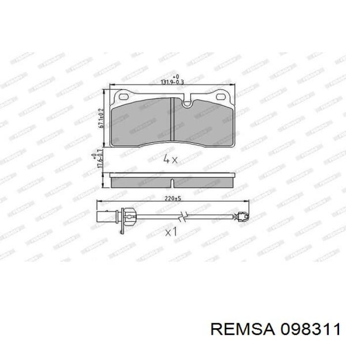 Купить 098311 Remsa Колодки тормозные задние, дисковые