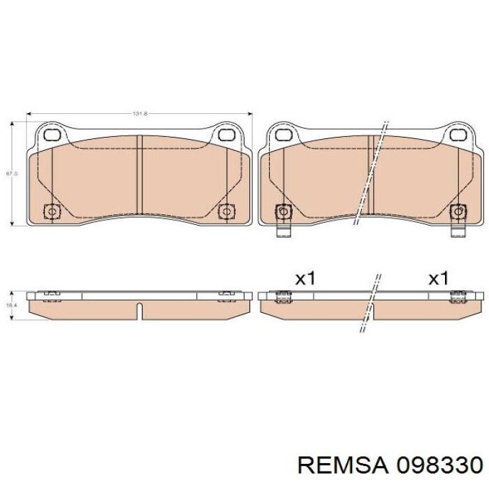 Задние тормозные колодки 098330 Remsa