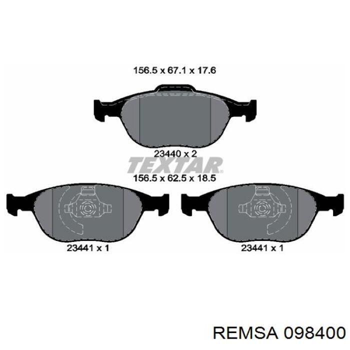 Купить 098400 Remsa Колодки тормозные