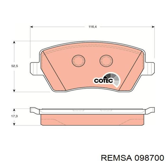 Купить 098700 Remsa Колодки тормозные