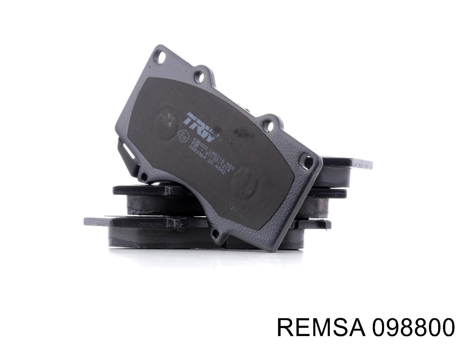 Передние тормозные колодки 098800 Remsa
