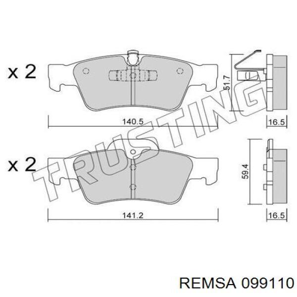 Задние тормозные колодки 099110 Remsa