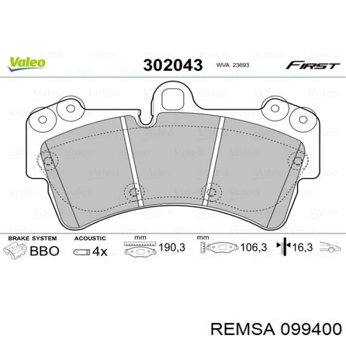 099400 Remsa Колодки передние