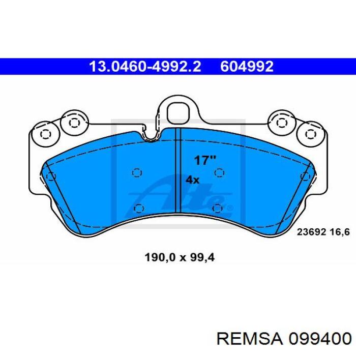 Купить 099400 Remsa Колодки тормозные