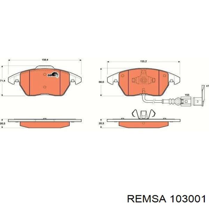 Передние тормозные колодки 103001 Remsa