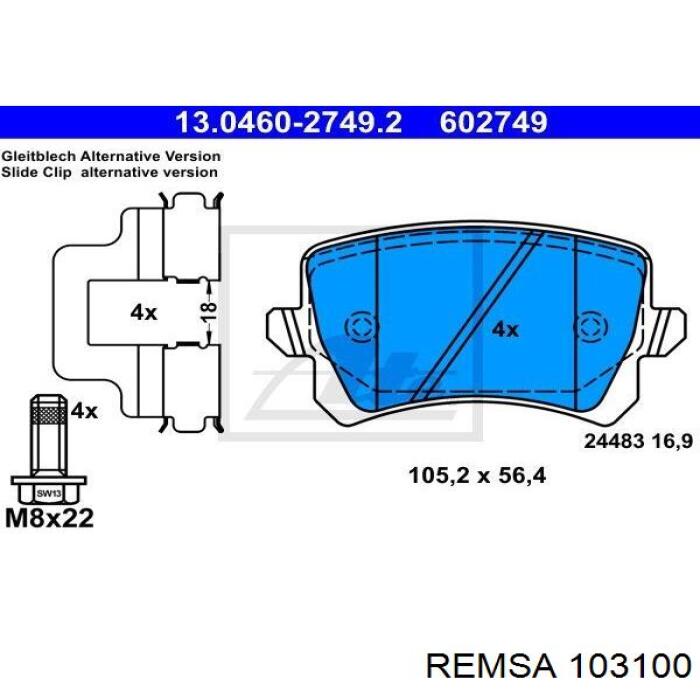 Колодки дисковые  Remsa 103100 цена, от 24.72 USD