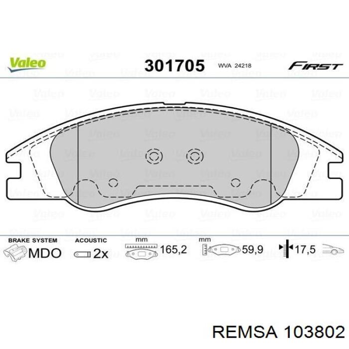 Тормозные колодки Remsa 103802