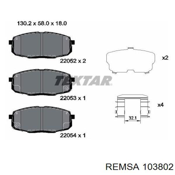 Купить 103802 Remsa Колодки тормозные