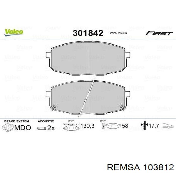 Тормозные колодки Remsa 103812