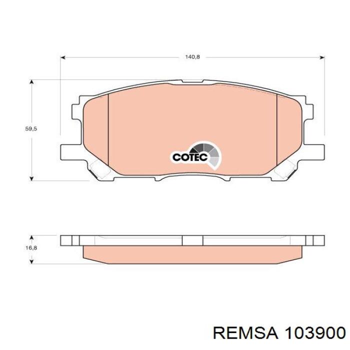Передние тормозные колодки 103900 Remsa