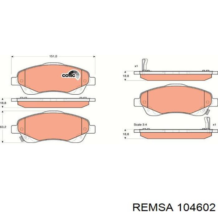 Колодки Remsa 104602 цена, от 25.22 USD
