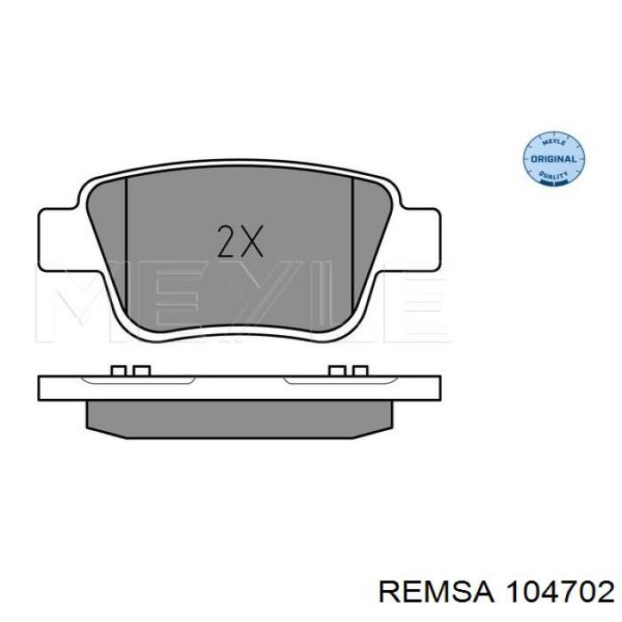 Задние тормозные колодки 104702 Remsa