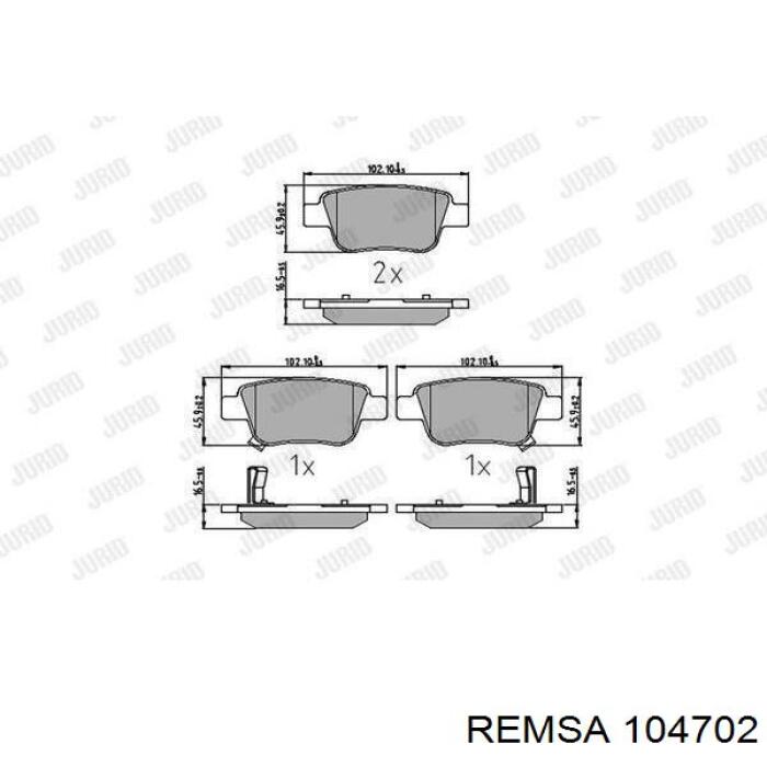 Купить 104702 Remsa Колодки тормозные задние, дисковые