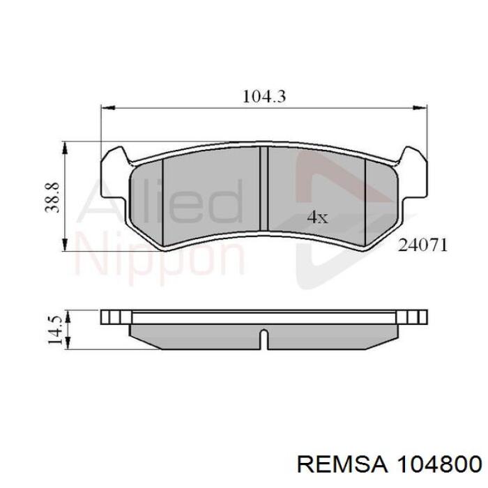 Задние дисковые колодки Remsa 104800