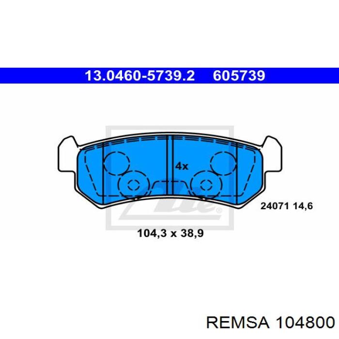 Колодки дисковые  Remsa 104800 цена, от 11.01 USD