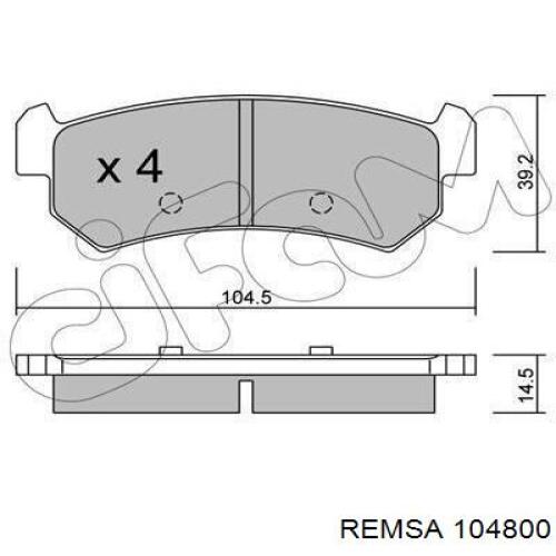 Купить 104800 Remsa Колодки тормозные задние, дисковые