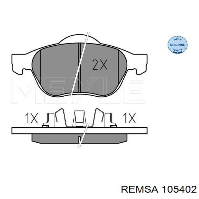 Передние тормозные колодки 105402 Remsa