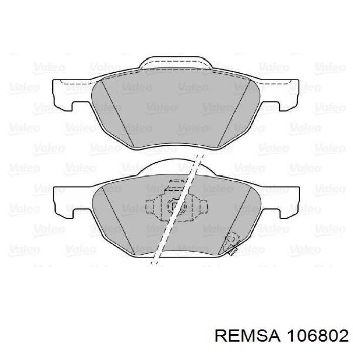Передние тормозные колодки 106802 Remsa