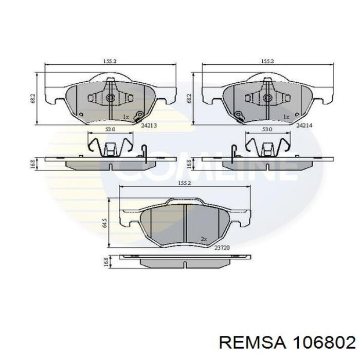 Тормозные колодки Remsa 106802