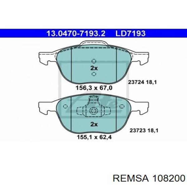 Купить 108200 Remsa Колодки тормозные
