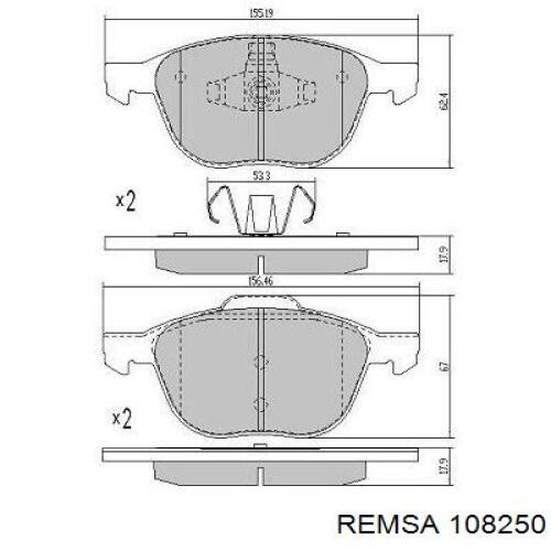 Передние тормозные колодки 108250 Remsa