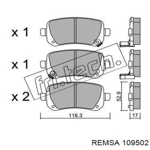 Задние тормозные колодки 109502 Remsa