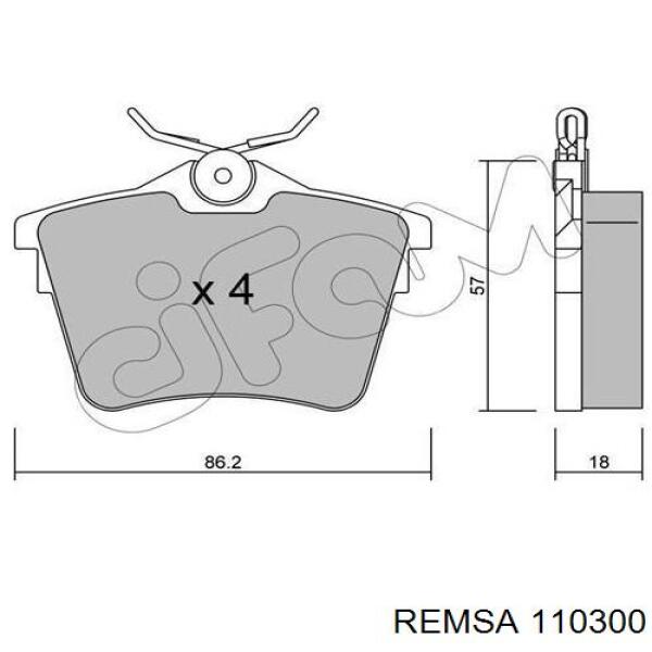 Задние тормозные колодки 110300 Remsa
