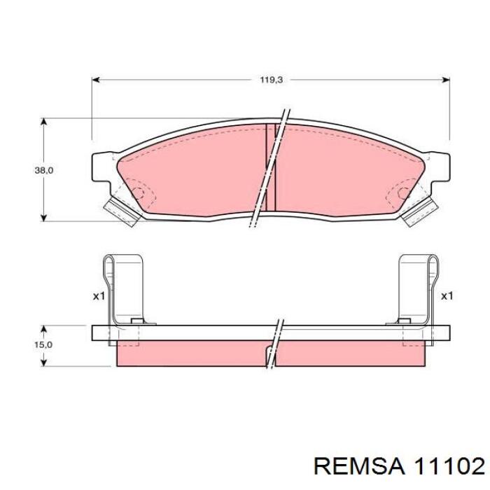 Передние тормозные колодки 11102 Remsa