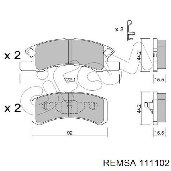 Передние тормозные колодки 111102 Remsa