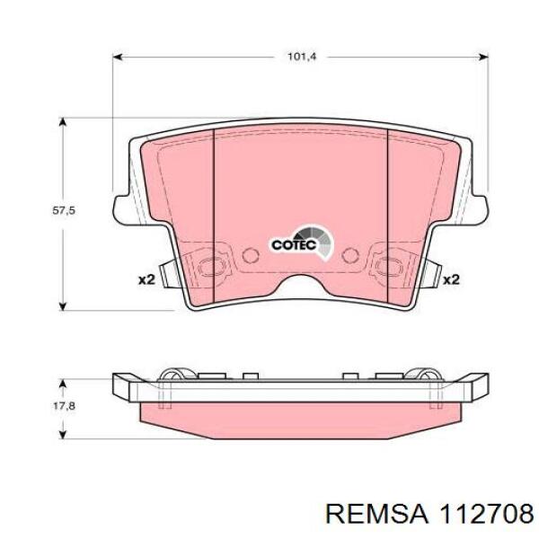 Купить 112708 Remsa Колодки тормозные задние, дисковые
