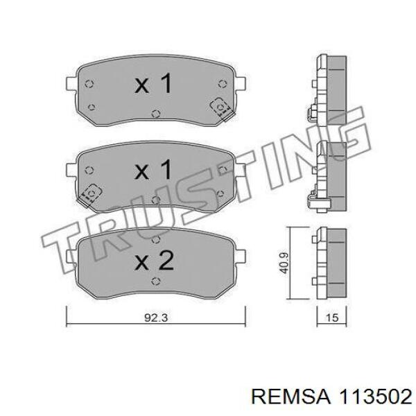 Задние тормозные колодки 113502 Remsa