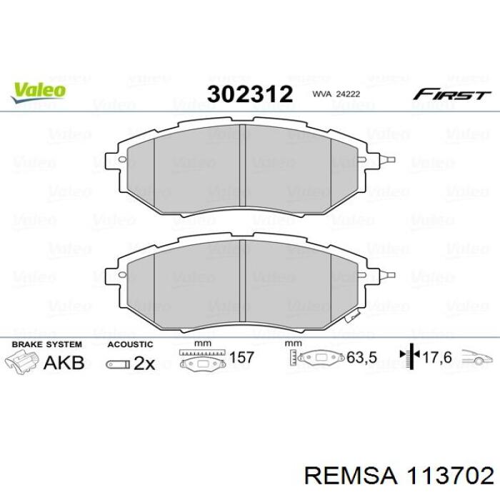 Купить 113702 Remsa Колодки тормозные