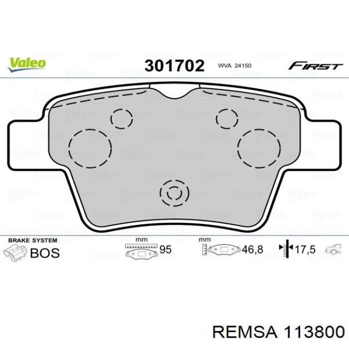 Задние дисковые колодки Remsa 113800
