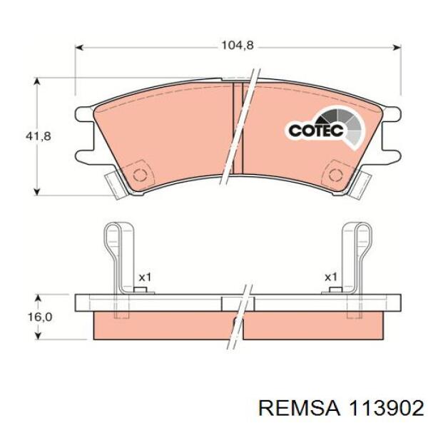 Передние тормозные колодки 113902 Remsa
