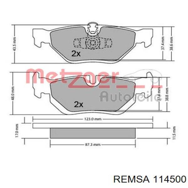 Купить 114500 Remsa Колодки тормозные задние, дисковые