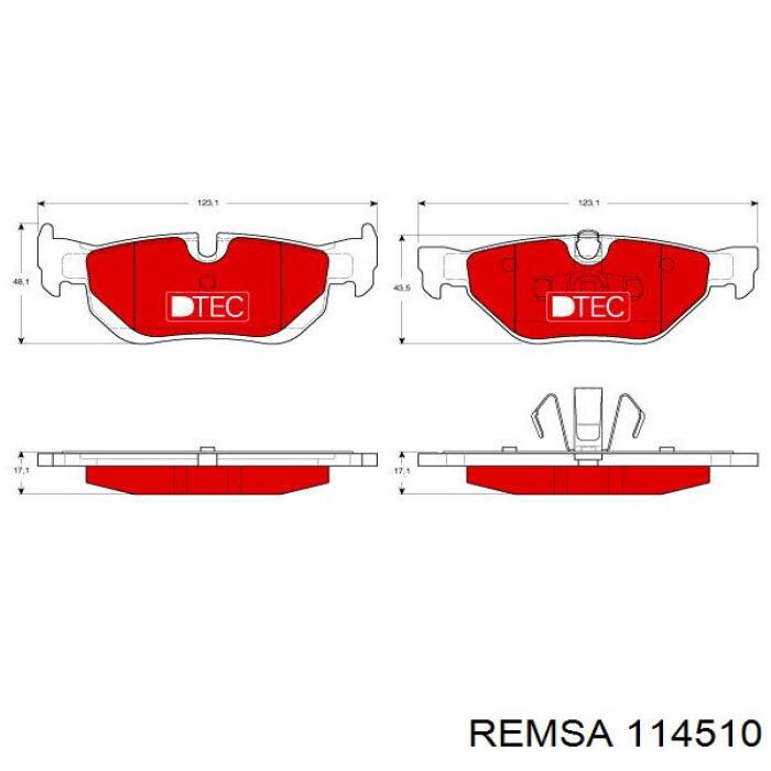 Купить 114510 Remsa Колодки тормозные задние, дисковые