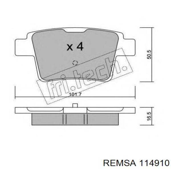 Купить 114910 Remsa Колодки тормозные задние, дисковые