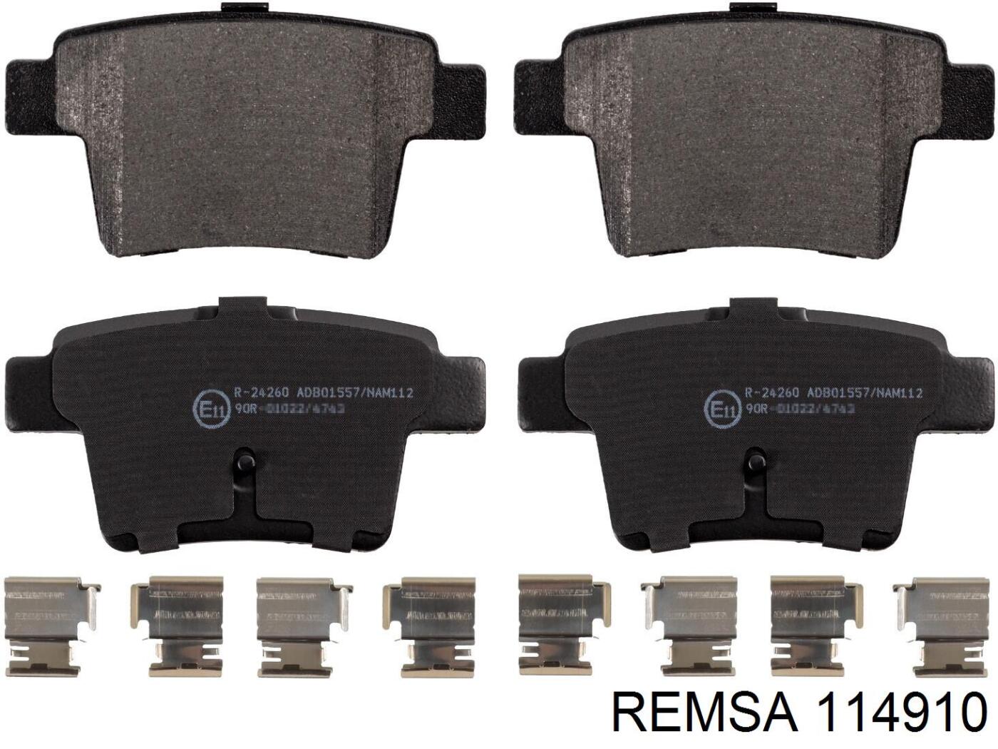 Задние дисковые колодки Remsa 114910